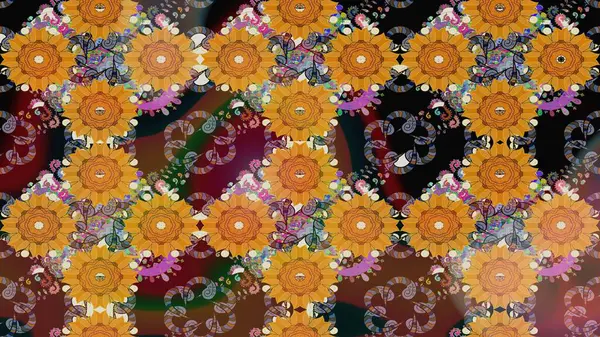 Tropik çiçekler. Kahverengi renkli çiçekler. Gömlek çizimi Arkaplan Deseni.