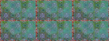 Raster illüstrasyonu. Mavi ve yeşil renklerde. Mavi ve yeşil renkte mavi ve yeşil papatyalar..