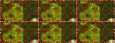 Soyut çiçek desensiz arkaplan. Küçük çiçekteki sevimli çiçek deseni. Raster illüstrasyonu. Kahverengi ve yeşil renklerde. Raster deseni.