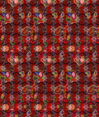 Raster çiçek desenli çiçek deseni, yapraklar, dekoratif elementler, sıçrama, lekeler, el çizimi kontur çizgileri ve Doodle çizim stili, grafik raster çizim çizimi.