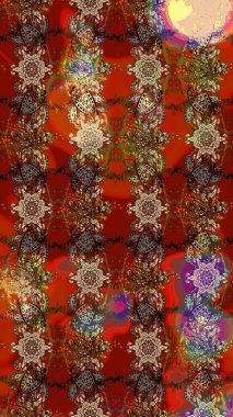 Kahverengi, kırmızı ve bej renkli çiçekler. Çiçekli karalama şeklinde Raster çiçek deseni. Yumuşak, bahar çiçekli arka plan.