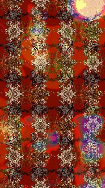 Kahverengi, kırmızı ve bej renkli çiçekler. Çiçekli karalama şeklinde Raster çiçek deseni. Yumuşak, bahar çiçekli arka plan.