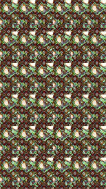 Yeşil, kahverengi ve nötr renklerde çiçekler. Küçük çiçekte sevimli çiçek deseni var..