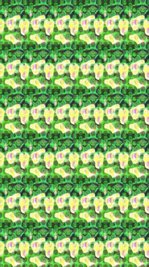 Güzel kumaş deseni. Yeşil ve sarı renklerde. Raster illüstrasyonundaki çiçek desenli çizim. Raster illüstrasyonu.