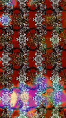 Sketch Colour Spring Theme eskiz kalıbı. Kahverengi, gri ve kırmızı renkte çiçekler. Düz Çiçek Elementleri Tasarımı. Sevimli çiçek raster deseni.