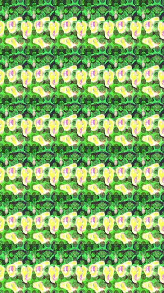 Güzel kumaş deseni. Yeşil ve sarı renklerde. Raster illüstrasyonundaki çiçek desenli çizim. Raster illüstrasyonu.