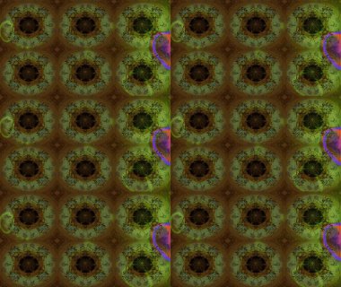 Raster deseni. Raster illüstrasyonu. Patlayan çiçekler soyut olarak yerleştirilmiş. Yumuşak, yeşil renkte bahar çiçekleri.