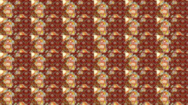 Raster. Düz Çiçek Elementleri Tasarımı. Renkli Bahar Teması çizim şablonu.