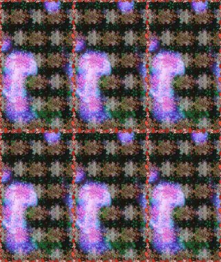 Kumaş desenli papatya çiçeği detayı. Gri ve kahverengi renkte çiçekler.