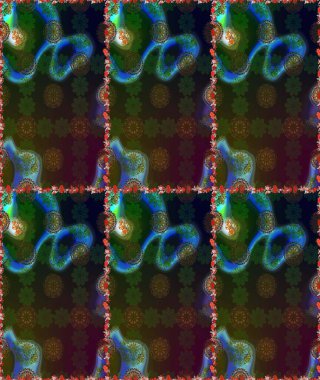 Çiçekli karalama şeklinde Raster çiçek deseni. Raster illüstrasyonu. Nazikçe, yaz çiçekleri kahverengi ve gri renklerde.