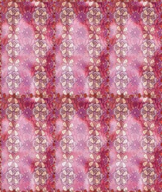 Çoklu olopink ve nötr küçük çiçekler pembe ve nötr renklerdeki komik böcekler, raster desen, illüstrasyon.