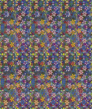 Modern stil dokusu. Çiçek desenli raster, mavi ve yeşil çizgi grafik deseni soyut raster arkaplan.