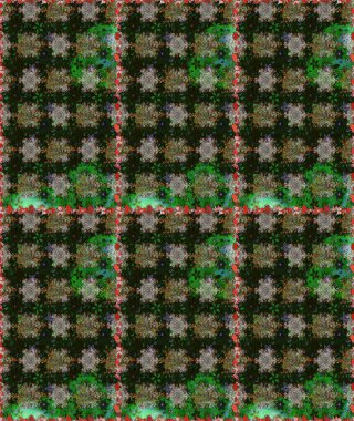 Soyut etnik raster kusursuz desen. Çiçekler. Vadinin çiçekleri gri ve yeşil renklerde.