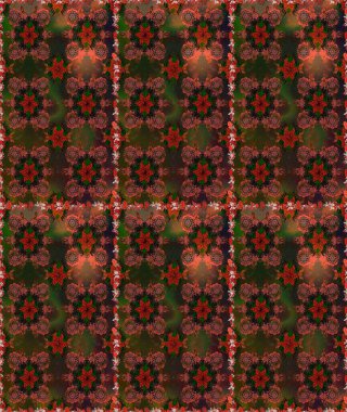 Renkli Bahar Temalı Kusursuz Arkaplan. Kahverengi ve gri renkli çiçekler. Sevimli çiçek raster deseni. Düz Çiçek Elementleri Tasarımı.