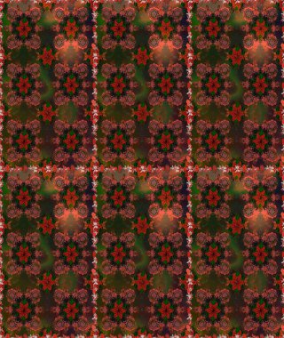 Renkli Bahar Temalı Kusursuz Arkaplan. Kahverengi ve gri renkli çiçekler. Sevimli çiçek raster deseni. Düz Çiçek Elementleri Tasarımı.