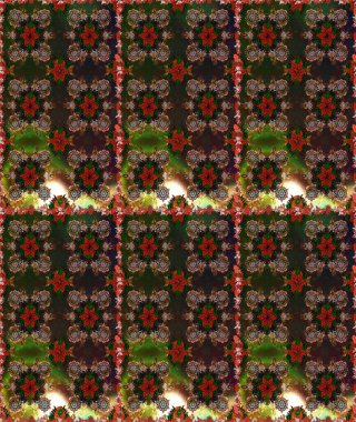 El çizimi çiçekli, soyut, pürüzsüz desen. Raster illüstrasyonu. Kahverengi ve gri renkte çiçekler.