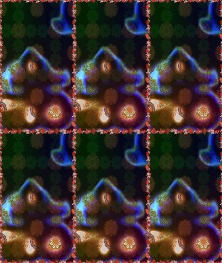 Raster illüstrasyonu. Şirin çiçek elementleri. Kahverengi ve gri renkli çiçekler. Kusursuz..