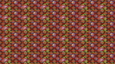 Asya tekstil tarzında. Çiçek desenli çizim. Raster illüstrasyonu. Raster illüstrasyonu. Kırmızı renkte çiçekler.