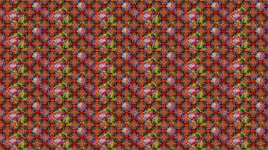 Asya tekstil tarzında. Çiçek desenli çizim. Raster illüstrasyonu. Raster illüstrasyonu. Kırmızı renkte çiçekler.