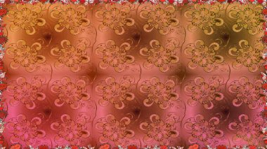 Çiçekli zambaklar kusursuz bir arka plan. Parlak çiçekli kolaj çiçekleri kahverengi ve turuncu. Çiçek tasarımı için inanılmaz kolaj cennet tarzı..