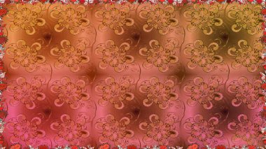 Çiçekli zambaklar kusursuz bir arka plan. Parlak çiçekli kolaj çiçekleri kahverengi ve turuncu. Çiçek tasarımı için inanılmaz kolaj cennet tarzı..