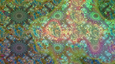 Raster illüstrasyonunda kusursuz çiçek deseni. Yeşil ve nötr renkte çiçekler.