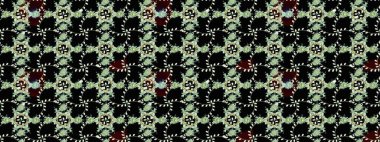 Renkli Bahar Teması eskiz kalıbı. Siyah renkli çiçekler. Düz Çiçek Elementleri Tasarımı. Güzel çiçek deseni..