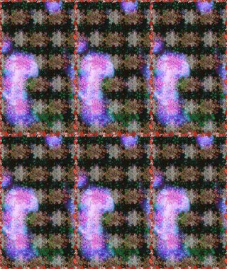 Kumaş desenli papatya çiçeği detayı. Gri ve kahverengi renkte çiçekler.