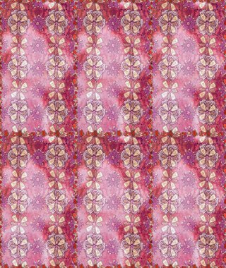 Çoklu olopink ve nötr küçük çiçekler pembe ve nötr renklerdeki komik böcekler, raster desen, illüstrasyon.