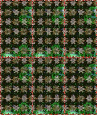 Soyut etnik raster kusursuz desen. Çiçekler. Vadinin çiçekleri gri ve yeşil renklerde.