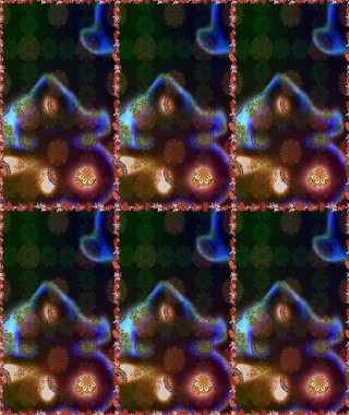 Raster illüstrasyonu. Şirin çiçek elementleri. Kahverengi ve gri renkli çiçekler. Kusursuz..