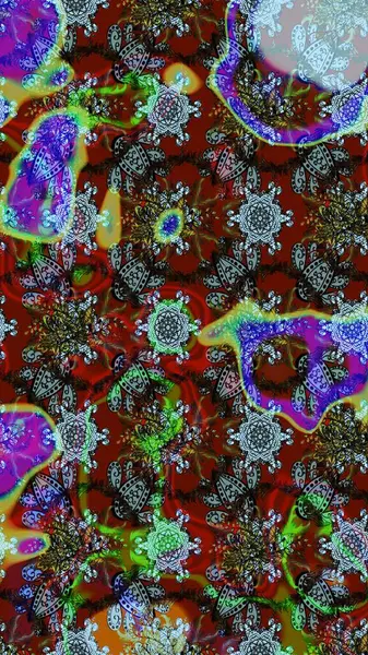 Düz Çiçek Elementleri Tasarımı. Raster Modaya uygun kumaş deseni. Renkli Bahar Teması eskiz kalıbı. Kırmızı, kahverengi ve mavi renkli şirin çiçek deseni.