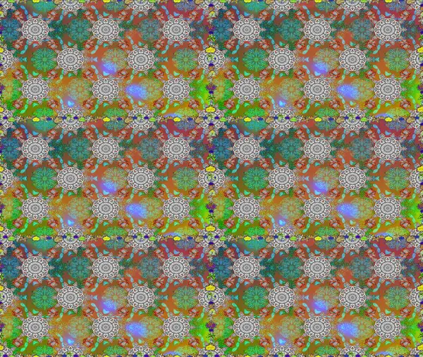 Düz çiçek öğeleri tasarım. Raster çizimde sorunsuz çiçek desenli. Bahar Tema Dikişsiz desen arka plan rengi. Fantezi kumaş deseni.