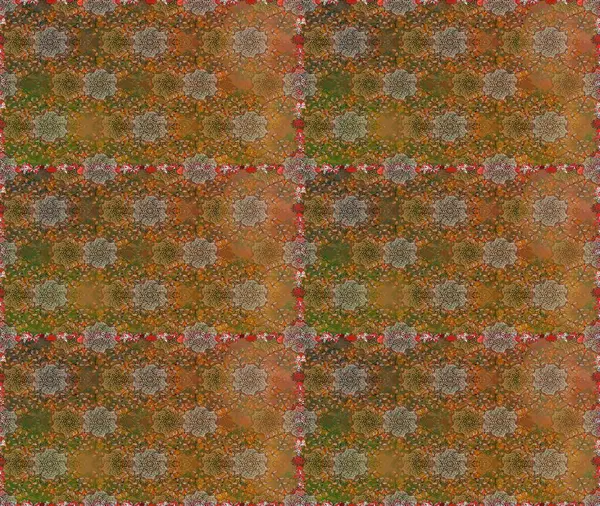 Çiçeksiz desenlerin resmi. Vadinin çiçekleri kahverengi renklerde.