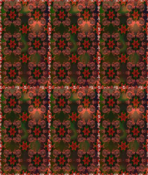 Renkli Bahar Temalı Kusursuz Arkaplan. Kahverengi ve gri renkli çiçekler. Sevimli çiçek raster deseni. Düz Çiçek Elementleri Tasarımı.