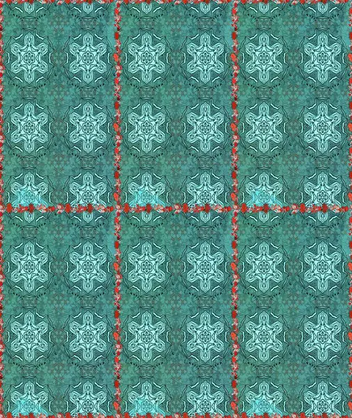 Mavi ve yeşil renkli çiçekler. Çiçekli karalama şeklinde Raster çiçek deseni. Yumuşak, yaz çiçekli arka plan.