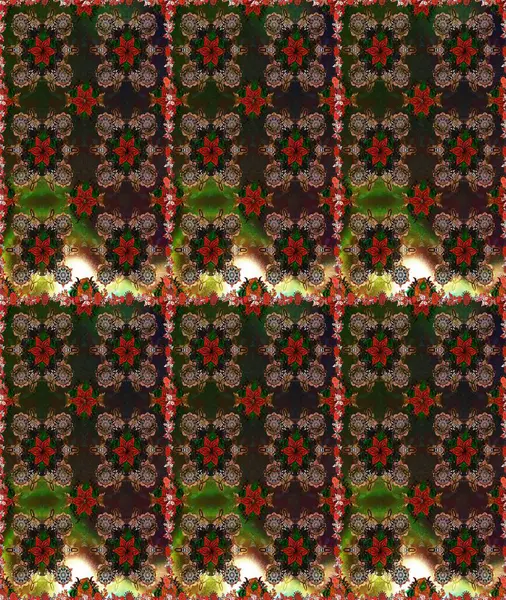 El çizimi çiçekli, soyut, pürüzsüz desen. Raster illüstrasyonu. Kahverengi ve gri renkte çiçekler.