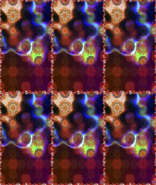 Kusursuz süs izi. Sınır Kızılderili çiçekli paisley patten. Tebrik kartı geçmişi, boyama kitabı, arkaplan ve tekstil için kullanılabilir. Raster Henna tarzı. Etnik Mandala havlusu.