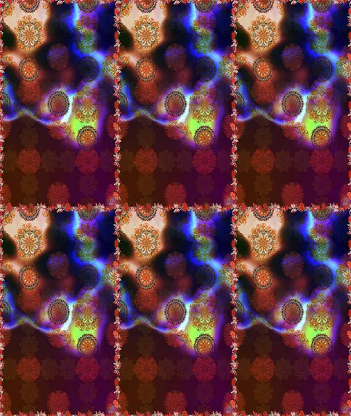 Kusursuz süs izi. Sınır Kızılderili çiçekli paisley patten. Tebrik kartı geçmişi, boyama kitabı, arkaplan ve tekstil için kullanılabilir. Raster Henna tarzı. Etnik Mandala havlusu.