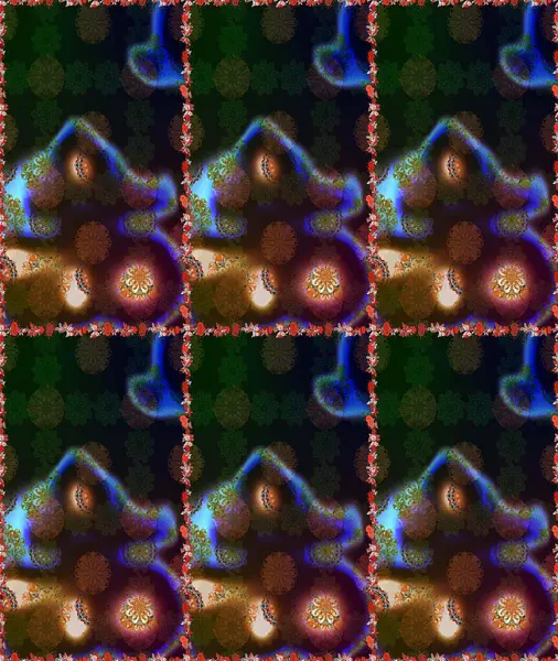 Raster illüstrasyonu. Şirin çiçek elementleri. Kahverengi ve gri renkli çiçekler. Kusursuz..