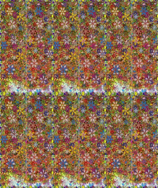 Kahverengi ve yeşil renklerde güzel çiçekler, suluboya çiçek desenleri, duvar kağıdı, kart veya kumaş için fayanslı desenler. Raster..