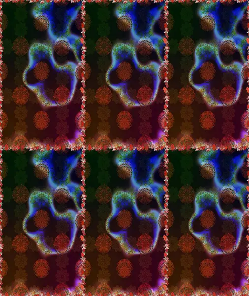 Kusursuz çiçek deseni duvar kâğıdı olarak kullanılabilir. Raster illüstrasyonu. Kahverengi ve gri renkte çiçekler.