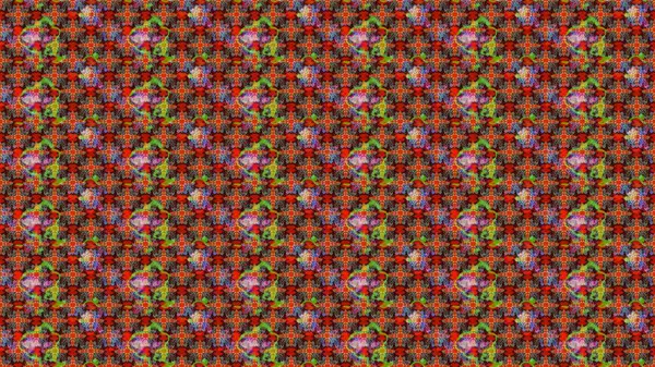 Asya tekstil tarzında. Çiçek desenli çizim. Raster illüstrasyonu. Raster illüstrasyonu. Kırmızı renkte çiçekler.