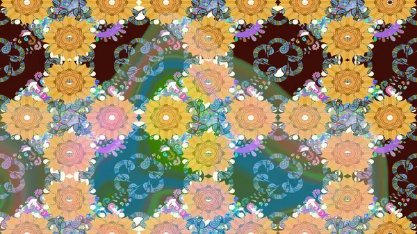 Fantezi çiçekli eskiz deseni, doğal duvar kağıdı, çiçek desenli kıvrım çizimi. Paisley el çizimi elementler. Ev dekoru.