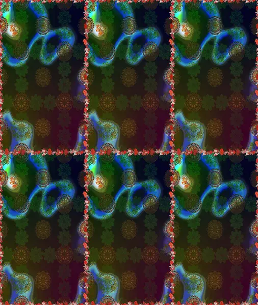 Çiçekli karalama şeklinde Raster çiçek deseni. Raster illüstrasyonu. Nazikçe, yaz çiçekleri kahverengi ve gri renklerde.