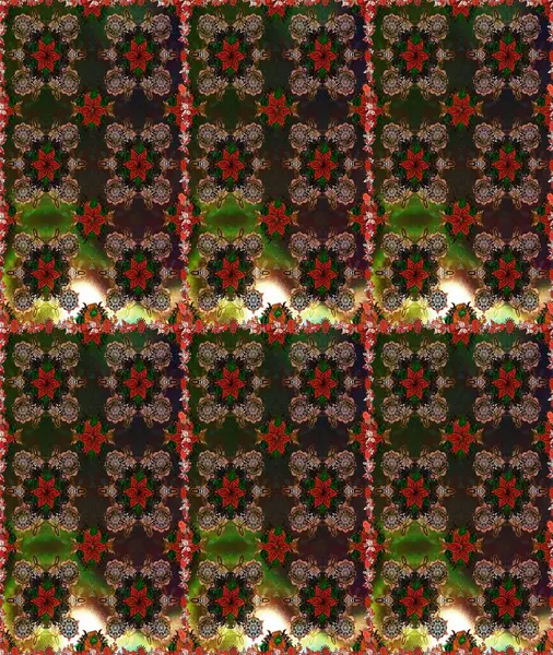 El çizimi çiçekli, soyut, pürüzsüz desen. Raster illüstrasyonu. Kahverengi ve gri renkte çiçekler.