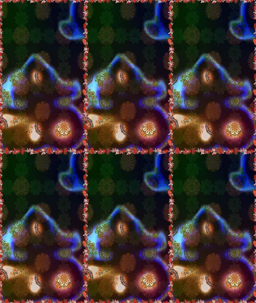 Raster illüstrasyonu. Şirin çiçek elementleri. Kahverengi ve gri renkli çiçekler. Kusursuz..