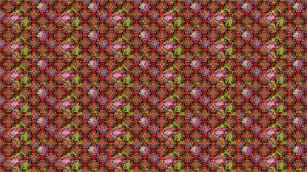 Asya tekstil tarzında. Çiçek desenli çizim. Raster illüstrasyonu. Raster illüstrasyonu. Kırmızı renkte çiçekler.