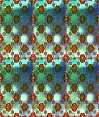 Yeşil ve mavi çiçekli kusursuz desen, suluboya çiçek deseni, sevimli çiçek, duvar kağıdı, kart veya kumaş için fayanslı. Raster - stok.