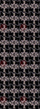 Çok renkli, zarif küçük çiçekler ve siyah renkli komik böcekler, raster desen, illüstrasyon..